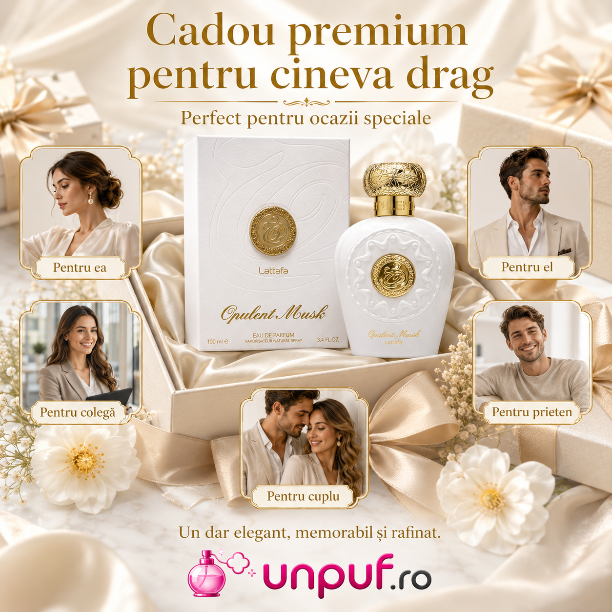 Parfum Arăbesc Opulent Musk Lattafa cadou premium pentru damă bărbat prietenă prieten colegă coleg sau cuplu